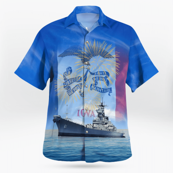 Us Navy Uss Iowa (Bb-61) 4Th Of July Hawaiian Shirt Jezsport.com