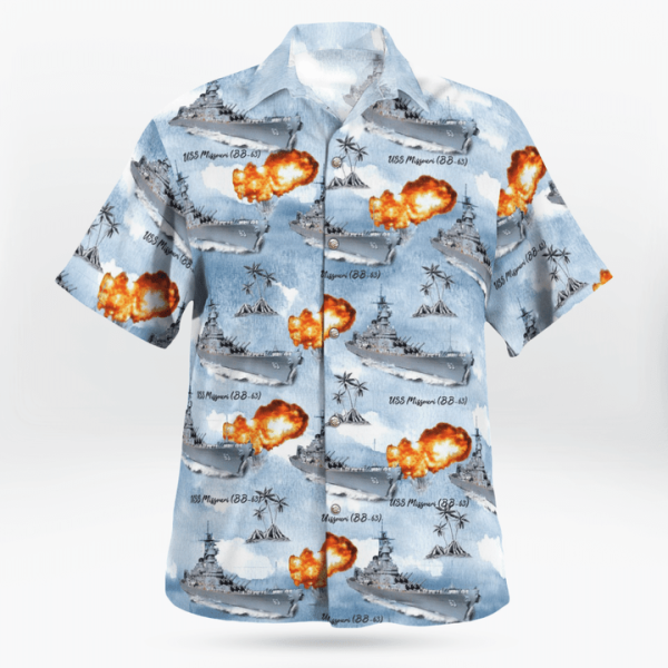 Warship Battleship USS Missouri (BB-63) "Mighty Mo" Palm Tree Hawaiian Shirt Jezsport.com