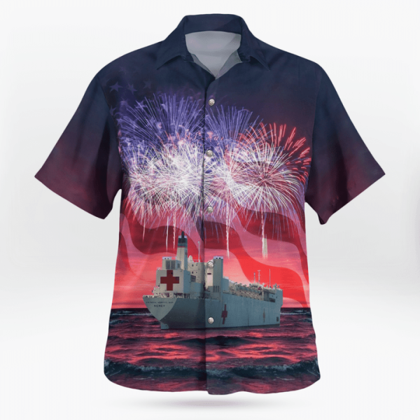 Usns Mercy (T-Ah-19) Hospital Ship, 4Th Of July Hawaiian Shirt Jezsport.com