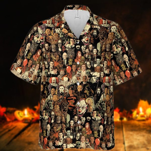 Horror Movie Characters Halloween Pattern Hawaiian Shirt Jezsport.com