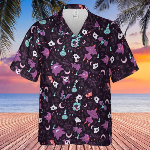 Lavender Town Pokemon Pattern Hawaiian Shirt Jezsport.com