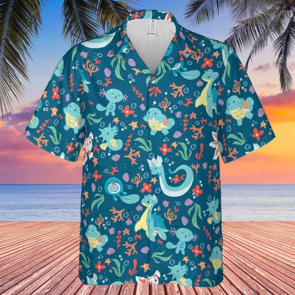 Water Pokemon Pattern Hawaiian Shirt Jezsport.com