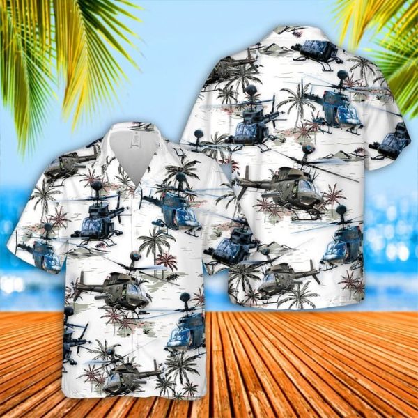 US Army Bell OH-58 Kiowa Hawaiian Shirt Jezsport.com