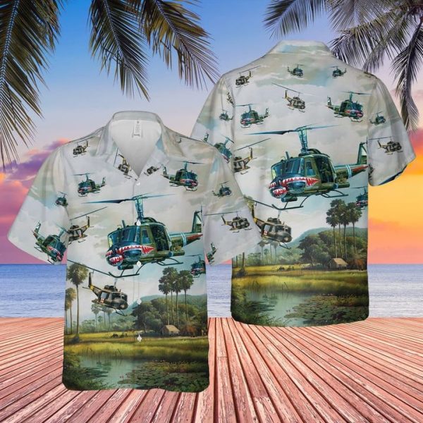 US Army UH-1 Iroquois Huey Hawaiian Shirt Jezsport.com