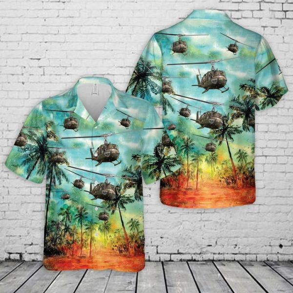 US Army Bell UH-1 Huey Hawaiian Shirt, Short Sleeve Hawaiian Shirt Jezsport.com