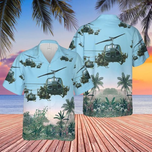 US Army Bell UH-1 Huey Hawaiian, Short Sleeve Hawaiian Shirt Jezsport.com