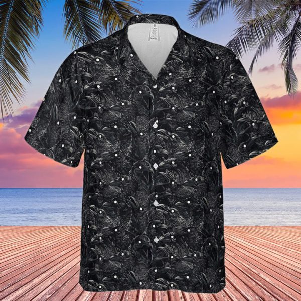 Black Raven Pattern Hawaiian Shirt Jezsport.com