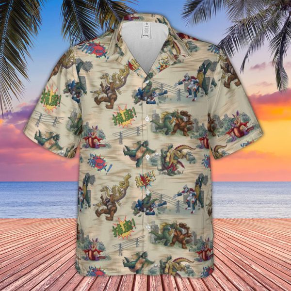 Monsters Kaiju Battles Hawaiian Shirt Jezsport.com