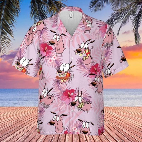 Courage The Cowardly Dog Floral Tropical Hawaiian Shirt Jezsport.com