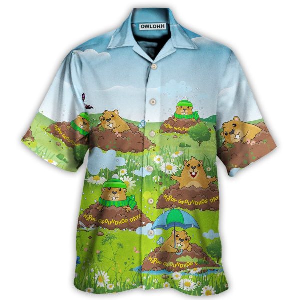 Groundhog Day Happy Day Grass Garden - Hawaiian Shirt Jezsport.com