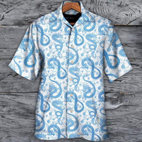 DnD Blue Dragon And White - Hawaiian Shirt Jezsport.com