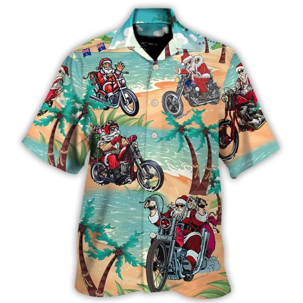 Christmas In July Driving With Santa Claus On Summer Beach - Hawaiian Shirt Jezsport.com