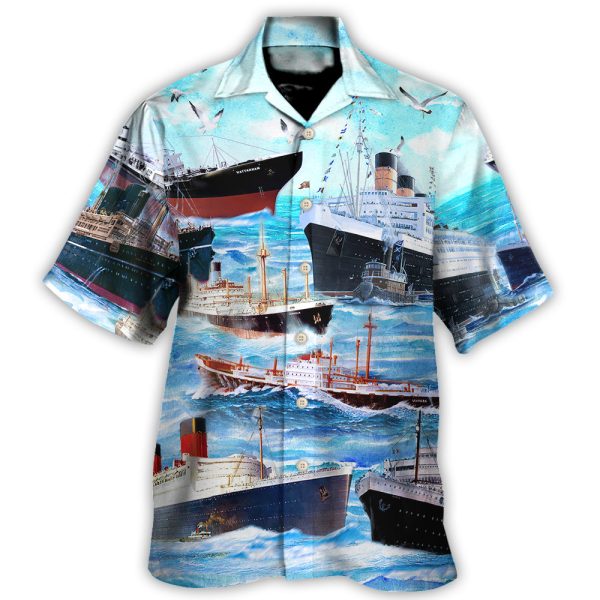 Cargo Ship Blue Sea Amazing Style - Hawaiian Shirt Jezsport.com