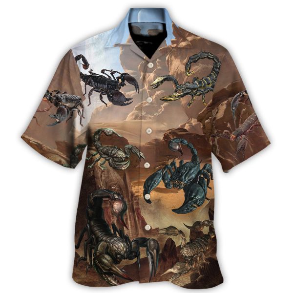 Scorpion Style With Mountain Behind - Hawaiian Shirt Jezsport.com