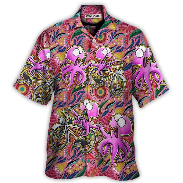 Octopus Ride Cycling Tropical Art - Hawaiian Shirt Jezsport.com