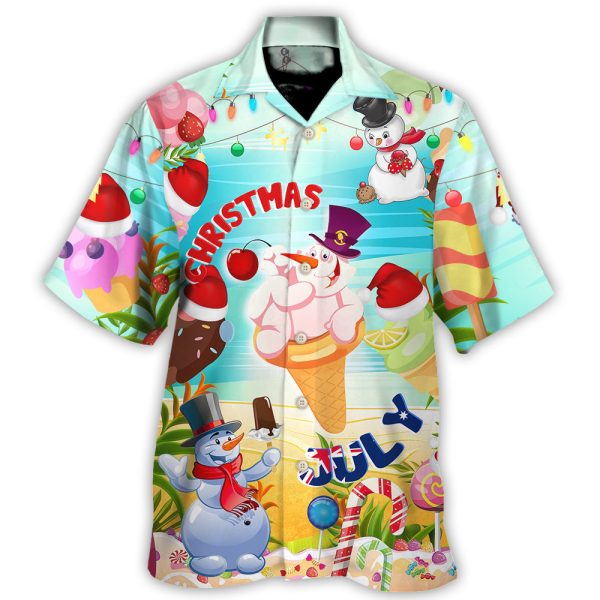 Christmas In July Snowman Ice Cream Funny Summer - Hawaiian Shirt Jezsport.com