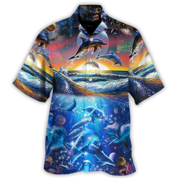 Beach - Dolphin Live In The Sunshine. Swim In The Sea. Drink The Wild Air - Hawaiian Shirt Jezsport.com