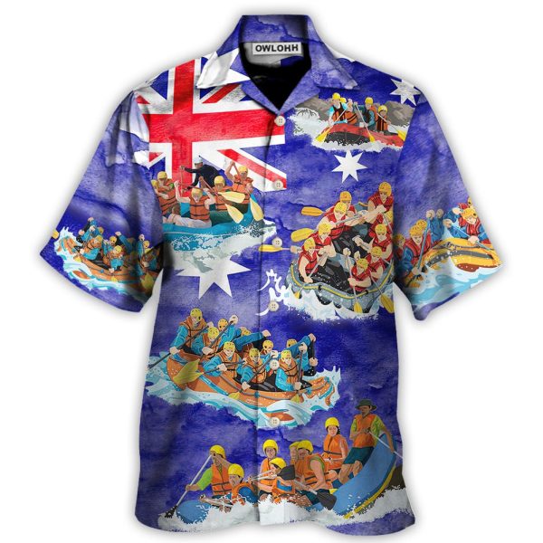 Water Rafting River Rafting Team Funny Lover Australia Flag Vintage Art Style - Hawaiian Shirt Jezsport.com