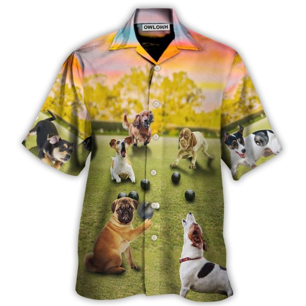 Lawn Bowling Dog Play In Yard - Hawaiian Shirt Jezsport.com