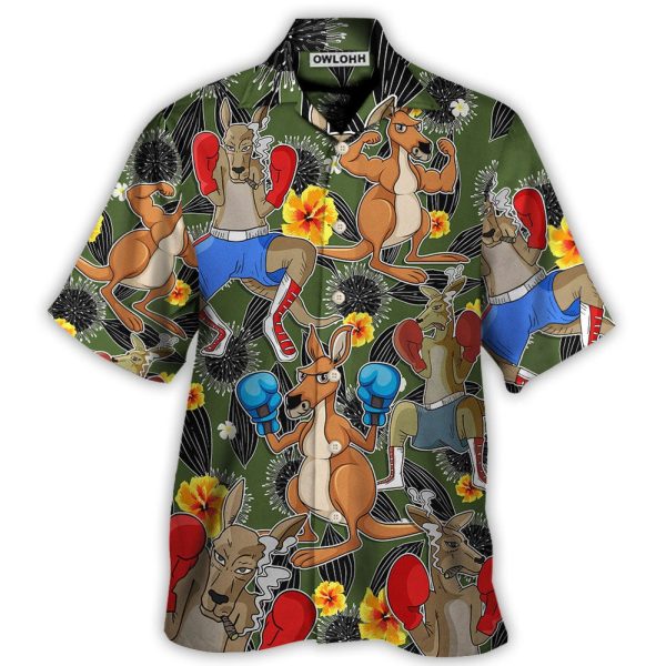 Kangaroo Boxing Tropical Vibe Funny Art - Hawaiian Shirt Jezsport.com