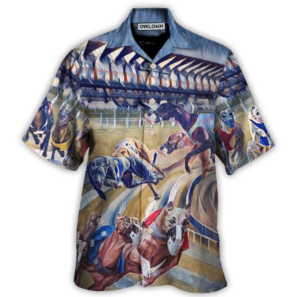 Dog Racing Art Print We Love Dog Racing Greyhound - Hawaiian Shirt Jezsport.com