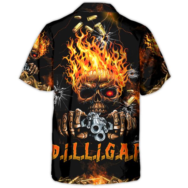 Skull DILLIGAF FLAME SKULL WITH G - Hawaiian Shirt Jezsport.com