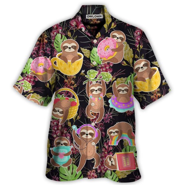 Sloth Cute Funny Tropical Vibe Art - Hawaiian Shirt Jezsport.com