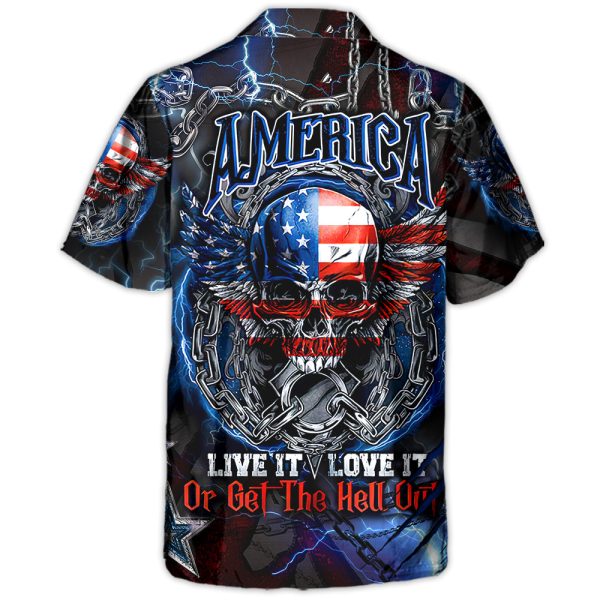 Skull America Live It Love It Or Get The Hell Out - Hawaiian Shirt Jezsport.com