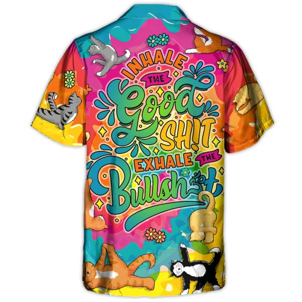 Yoga Cat Funny Inhale The Good Sh!t Exhale The Bullsh!t - Hawaiian Shirt Jezsport.com