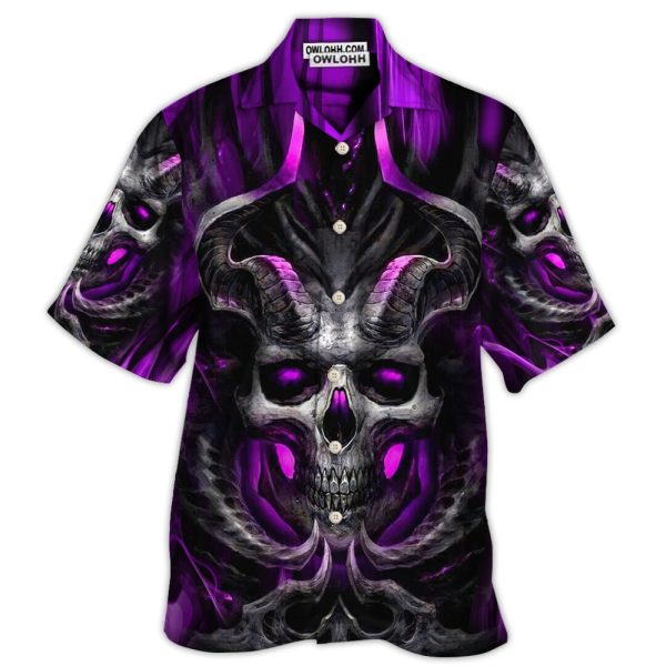 Skull Dark Purple Fire Lighting - Hawaiian Shirt Jezsport.com