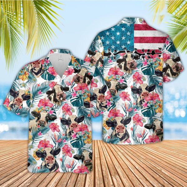 Unique Holstein Happiness Floral 3D Hawaiian Shirts Jezsport.com