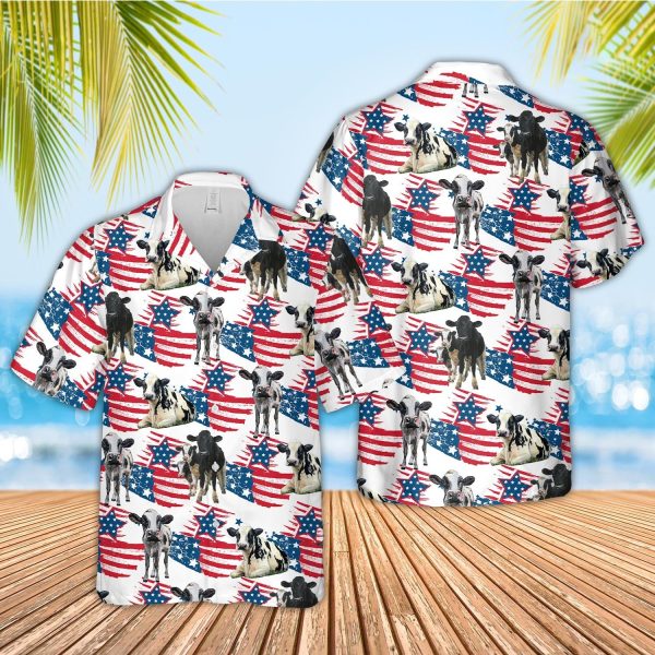 Unique Holstein Happy Flag 3D Hawaiian Shirt Jezsport.com