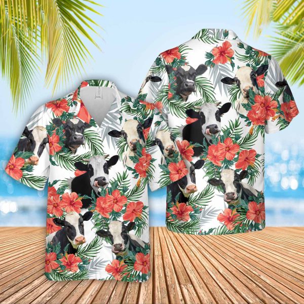 Unique Holstein Hawaiian Flowers Hawaiian Shirt Jezsport.com