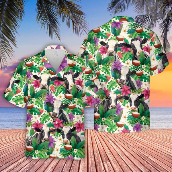 Unique Holstein Summer Floral 3D Hawaiian Shirt Jezsport.com