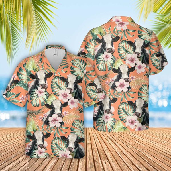 Unique Holstein Summer Happiness Floral Farm 3D Hawaiian Shirt Jezsport.com