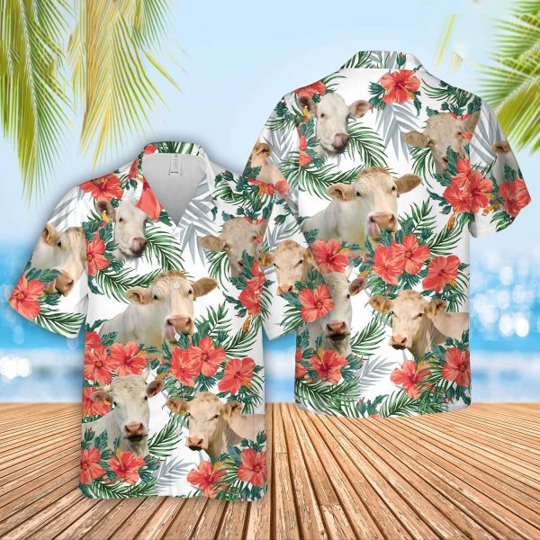 Unique Charolais Hawaiian Flowers Hawaiian Shirt Jezsport.com