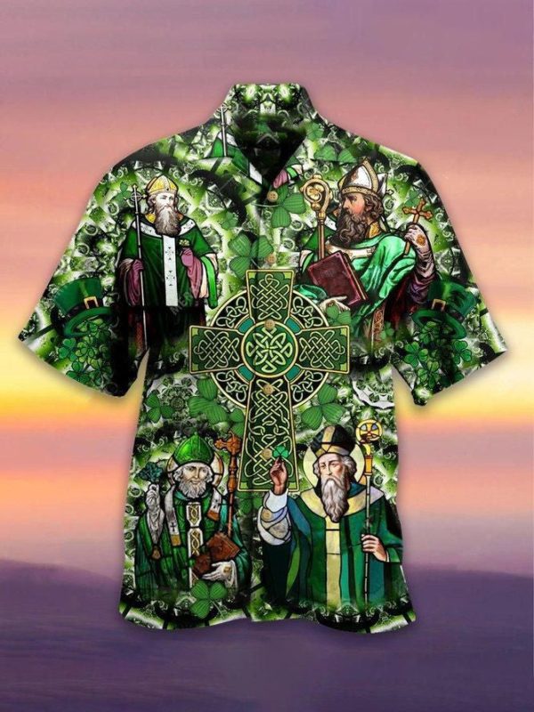 St Patrick's Day Products Celtic Cross Hawaiian Shirts For Summer Jezsport.com