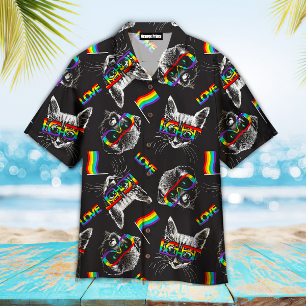 Kitten Puppy Faces With Glasses LGBT Hawaiian Shirts For Men Women Jezsport.com