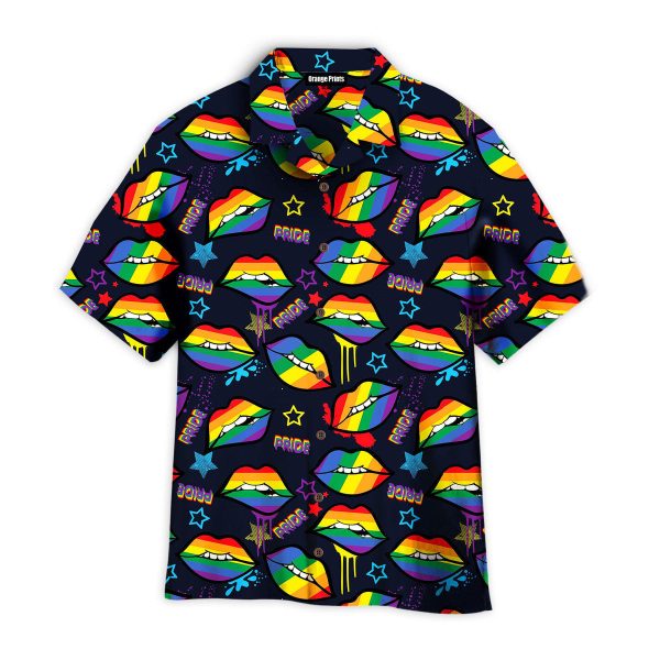 Rainbow Lips LGBT Pattern Hawaiian Shirts For Men Women Jezsport.com