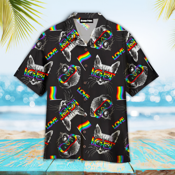 Kitten Puppy Faces With Glasses LGBT Symbols Hawaiian Shirts Jezsport.com