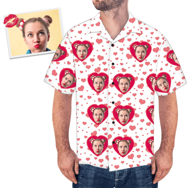 Custom Face Loving Valentine Couple Hawaiian Shirt Jezsport.com