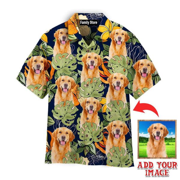 Custom Golden Retriever Dog With Vintage Tropical Leaves Hawaiian Shirt Jezsport.com