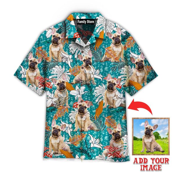 Custom French Bulldog Tropical Leaves And Lily Flowers Summer Hawaiian Shirt Jezsport.com