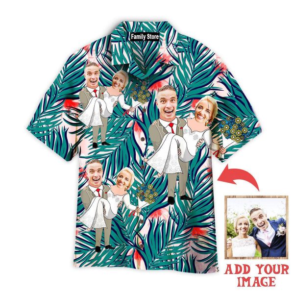 Funny Custom Face - Happy Wedding Couple - Hawaiian Shirt Jezsport.com