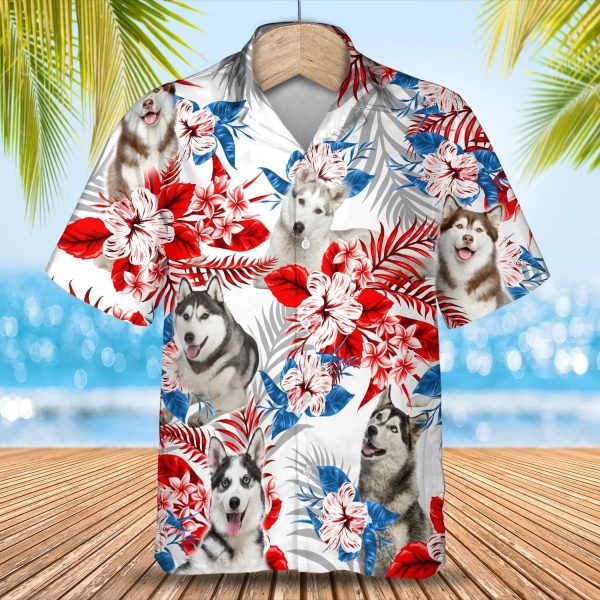 Husky Floral Tropical Pattern Hawaiian shirt For Men &women Jezsport.com