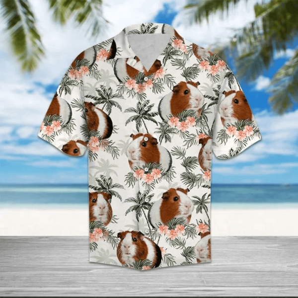 Guinea Pig With Flowers And Leaves Hawaiian Shirt For Summer Jezsport.com