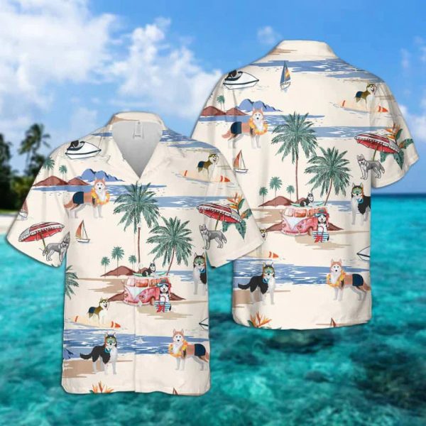 Husky Summer Beach Hawaiian Shirts For Men Women Jezsport.com