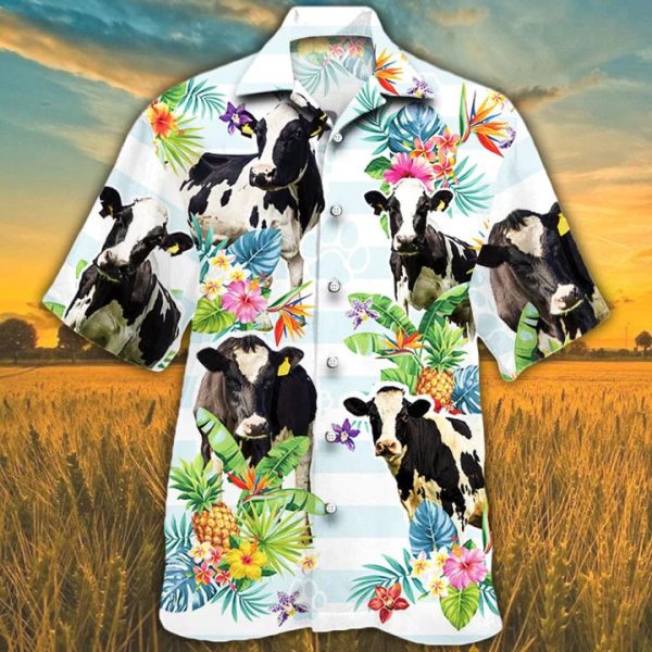 Holstein Friesian Flower Hawaiian Shirts For Men Women Jezsport.com