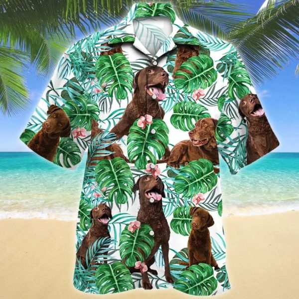 Chesapeake Bay Retriever Dog Tropical Plant Hawaiian Shirt Jezsport.com