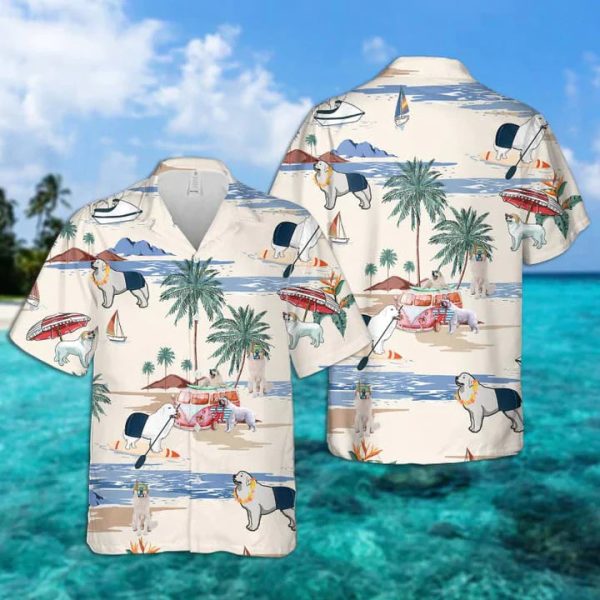 Great Pryrenees Summer Beach Hawaiian Shirts For Men Jezsport.com